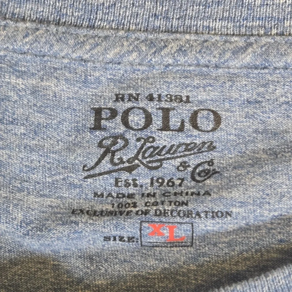 Polo Ralph Lauren Shirt Mens XL Heathered Blue Crew Neck Long Sleeve Tshirt